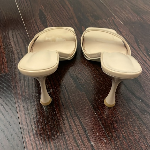 Square Toe Stiletto Heeled Sandals Slip On Mule 3” Heel.Nude Sz 40 Excellent - Picture 4 of 5